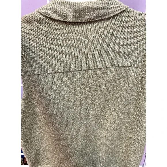 VTG Liz Claiborne Womens Knit Vest Olive Green Button Front Pockets Size S - Picture 4 of 6